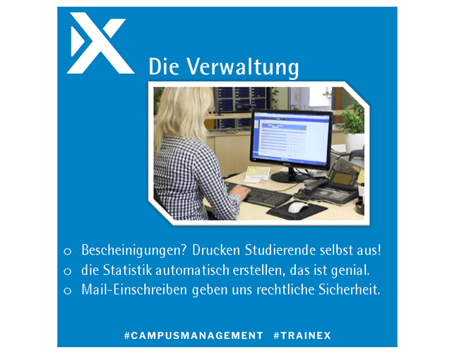 Verwaltungs-Ansicht im Campus-Management-System TraiNex